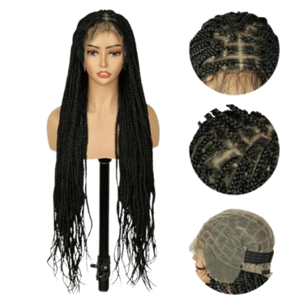 W&H breathable full lace wig P15239 synthetic knotless braided box wigs