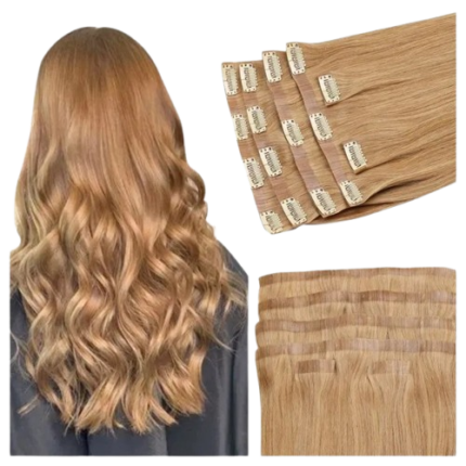 W&H high quality double drawn 100% human hair color #18 PU seamless clip ins hair extensions