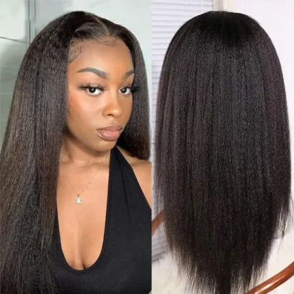 W&H 100% Real Human Hair Kinky Straight 13x6 Lace Front Wig