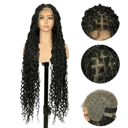 W&H breathable full lace wig P15238 synthetic knotless braided box wigs