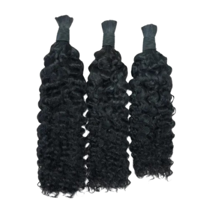 W&H 100% real human hair burmese curly bulk hair extensions for braiding